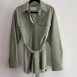 Aritzia Babaton Ava Olive Belted Shirt Jacket Shacket Blazer Coat Sz M NWOT